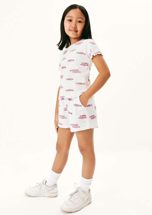 Blusa Infantil Menina Manga Curta Em Ribana Estampada - Creme 006