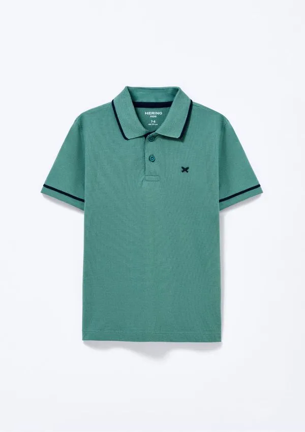 Camisa Polo Básica Menino De Algodão Com Bordado - Verde 006