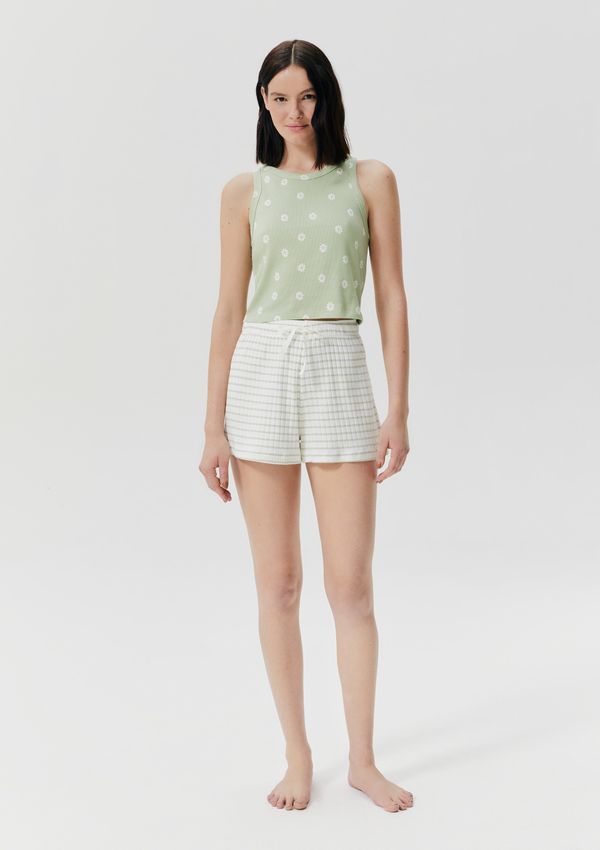 Shorts Avulso Em Ribana Canelada - Verde P