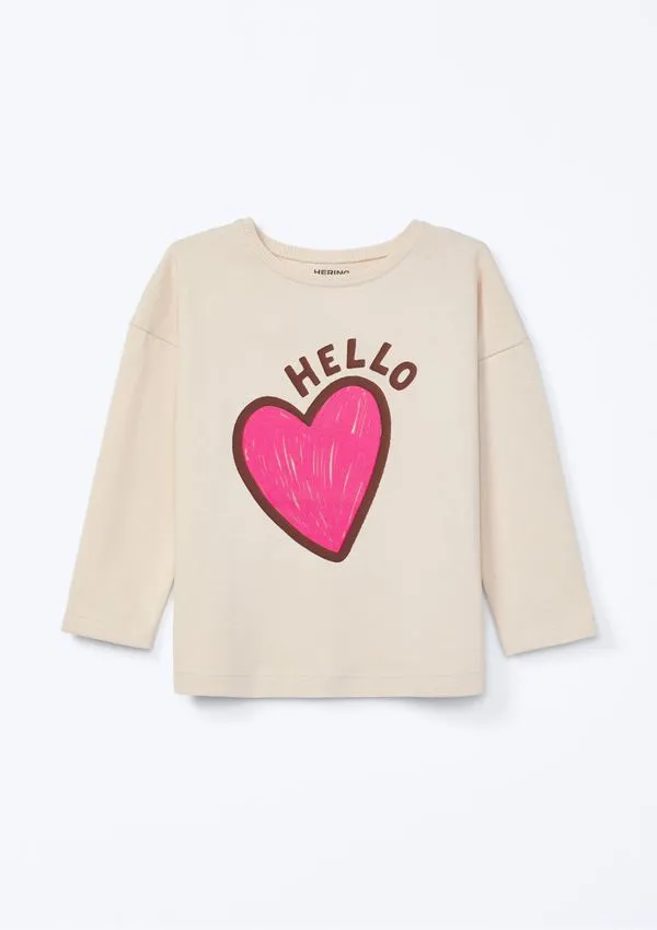 Blusa Infantil Menina Comfort Decote Redondo Estampada - Nude 001