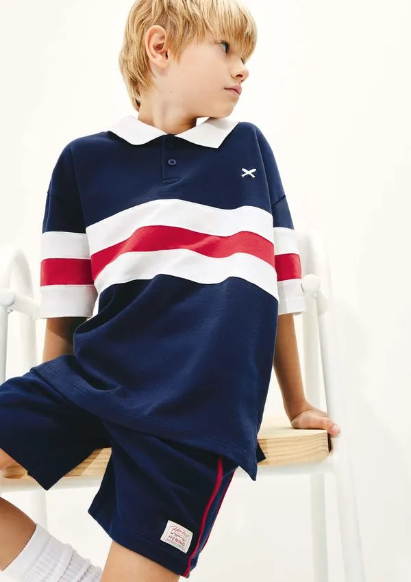 Camisa Polo Infantil Menino Oversized - Azul 016