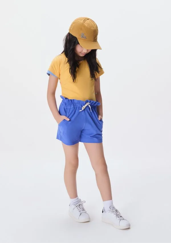 Shorts Básico Infantil Menina Clochard Em Moletom - Azul 008