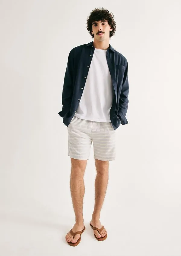 Bermuda Masculina Jogger Rústica Listrada - Azul XXG