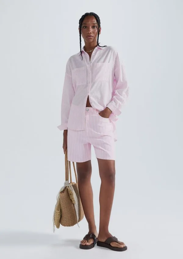 Bermuda Feminina De Sarja Fio Tinto - Rosa 044