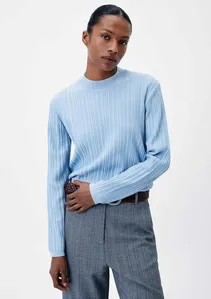 Blusa Feminina Manga Longa Em Tricô - Azul XP