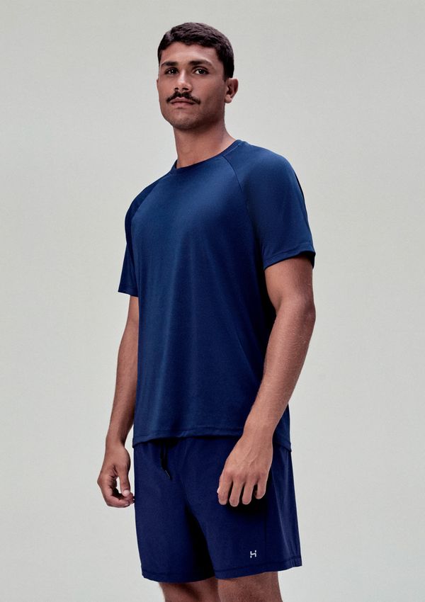Camiseta Esportiva Masculina Recorte Texturizado - Azul M