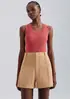 Shorts Feminino Em Alfaiataria - Bege 044