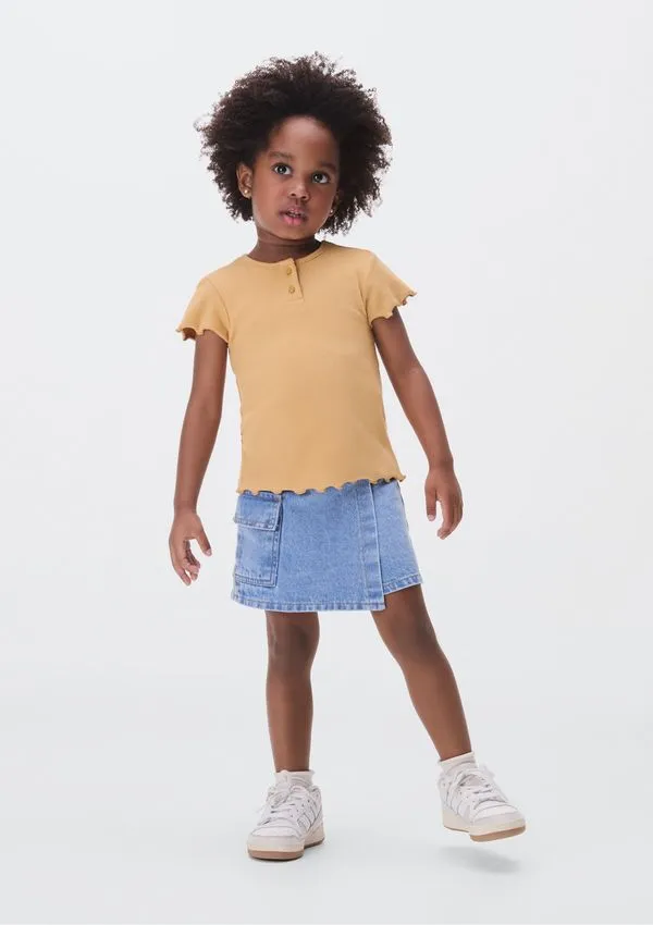 Shorts Saia Jeans Infantil Menina Toddler - Azul 001