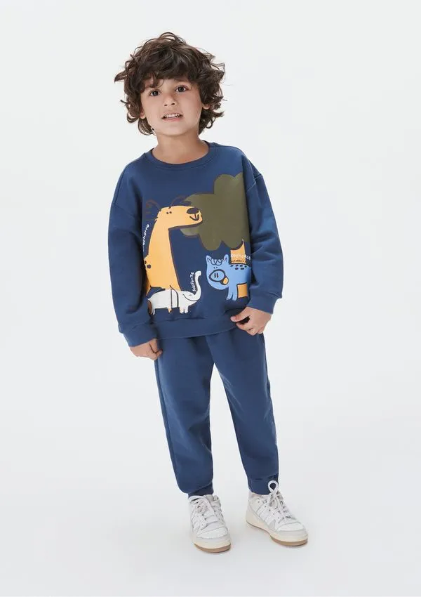Conjunto Manga Longa Infantil Menino Toddler - Azul 003