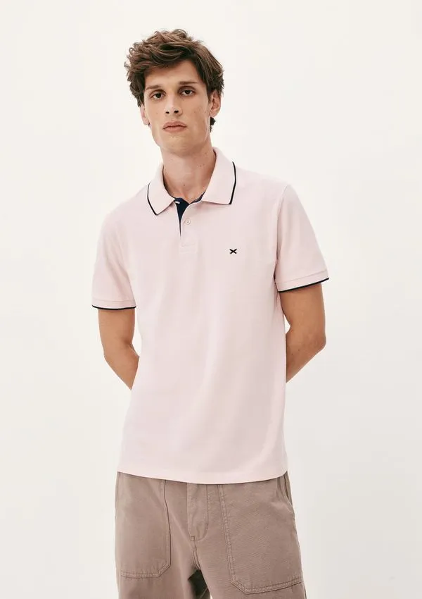 Camisa Polo Básica Masculina Em Piquet Com Bordado - Rosa M
