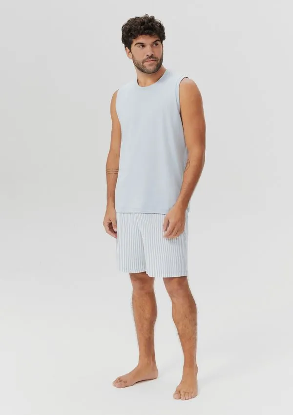 Pijama Curto Masculino Com Regata - Azul G