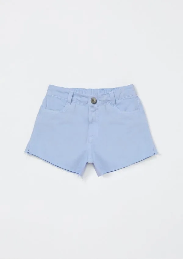Shorts Infantil Menina Em Sarja - Azul 010