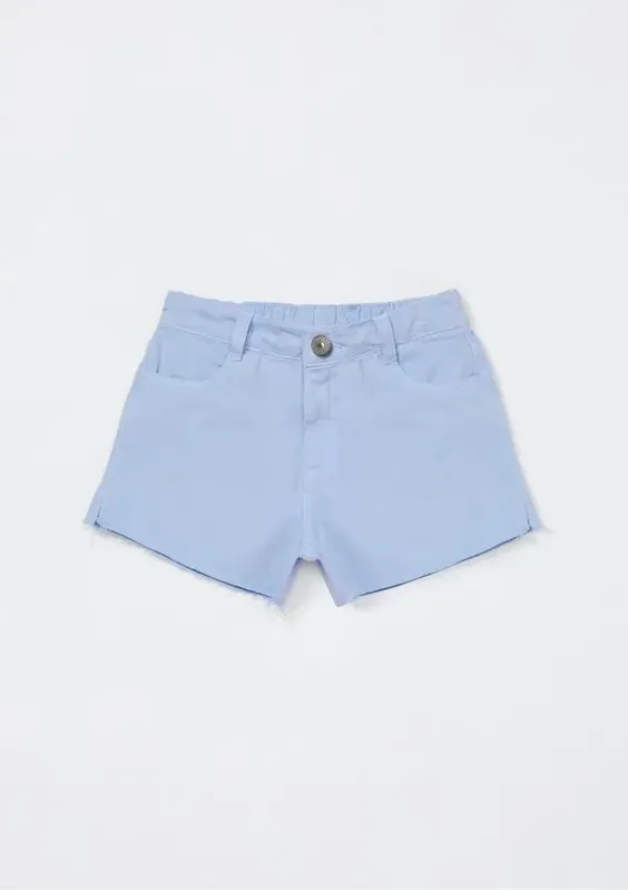 Shorts Infantil Menina Em Sarja - Azul 006