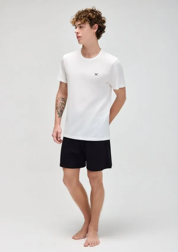 Pijama Curto Masculino Com Estampa Peixinho - Off white M