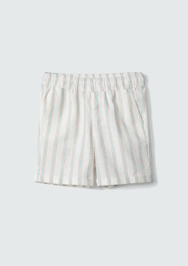 Shorts Infantil Menino Toddler Com Linho - Off white 003