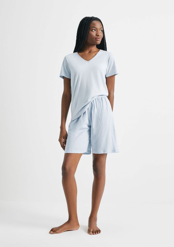 Pijama Curto Feminino Amplo Decote V - Azul P