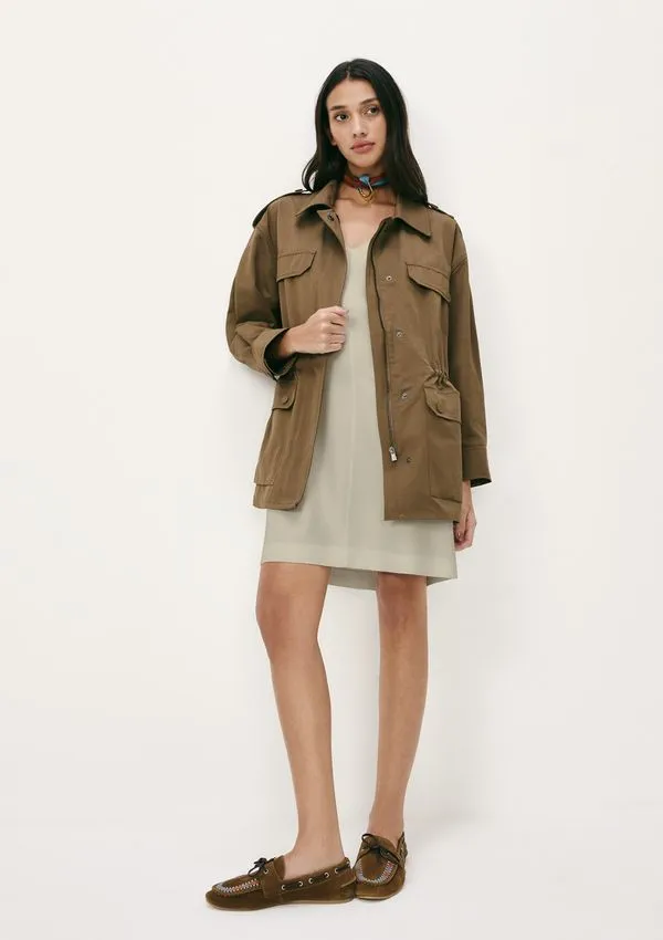 Vestido Curto Com Decote V - Cinza M