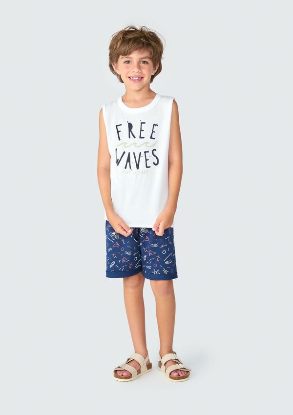 Conjunto Curto Infantil Menino Com Estampa - Off white 010