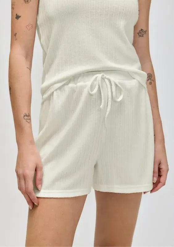Shorts Feminino Com Cordão - Off white XG