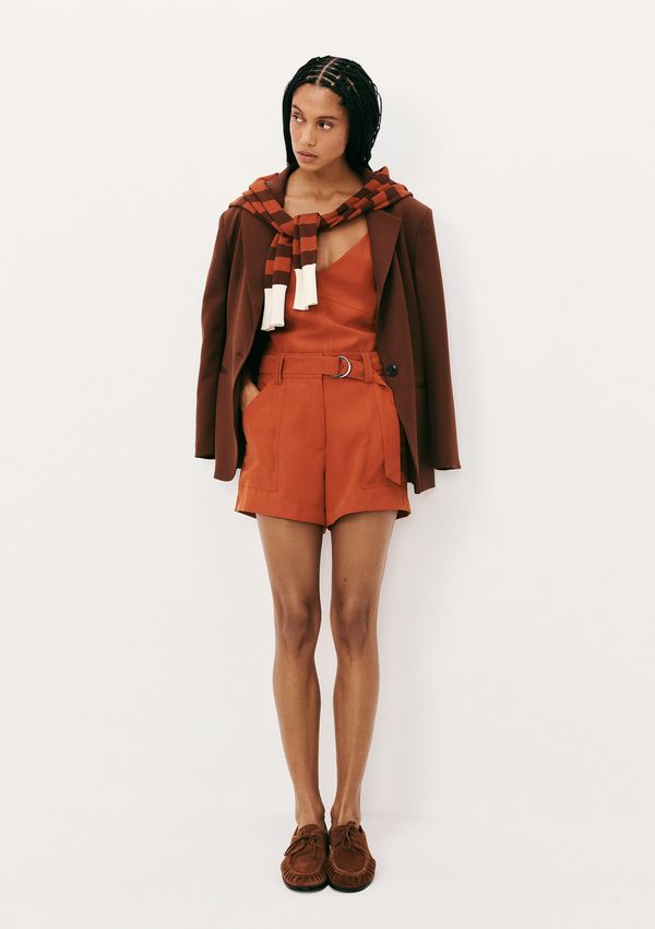 Shorts Feminino Em Peach Touch Com Cinto - Terracota 042