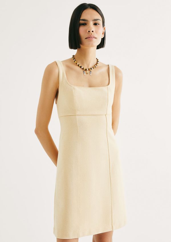 Vestido Curto Slim Em Piquet - Amarelo M