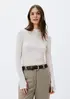 Blusa Feminina Manga Longa Gola Alta - Creme XP