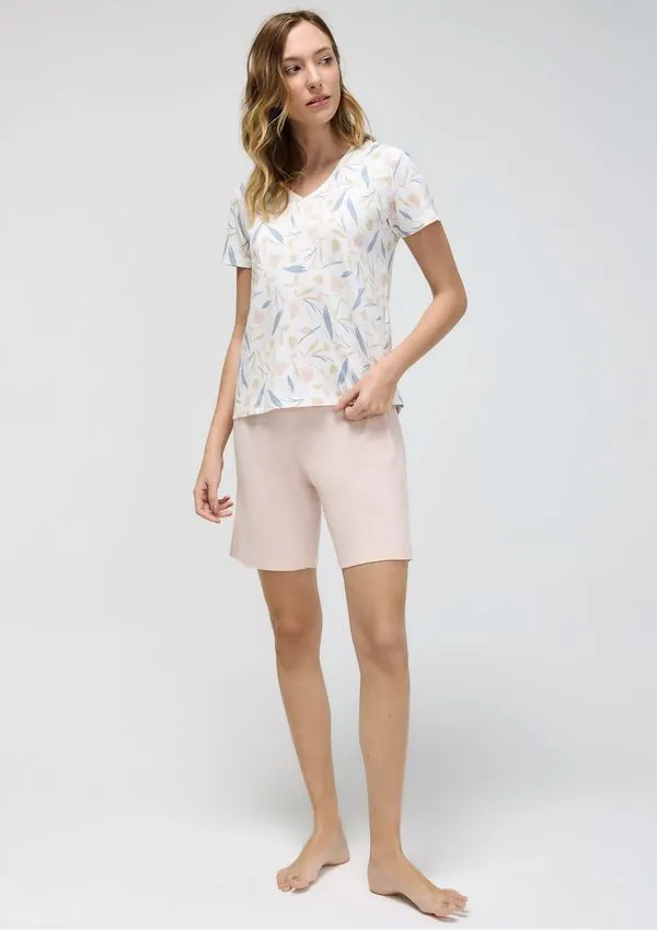 Pijama Curto Feminino Estampado - Rosa G