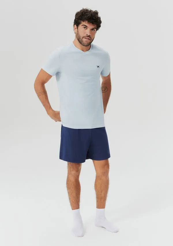 Pijama Masculino Curto Em Malha - Azul P