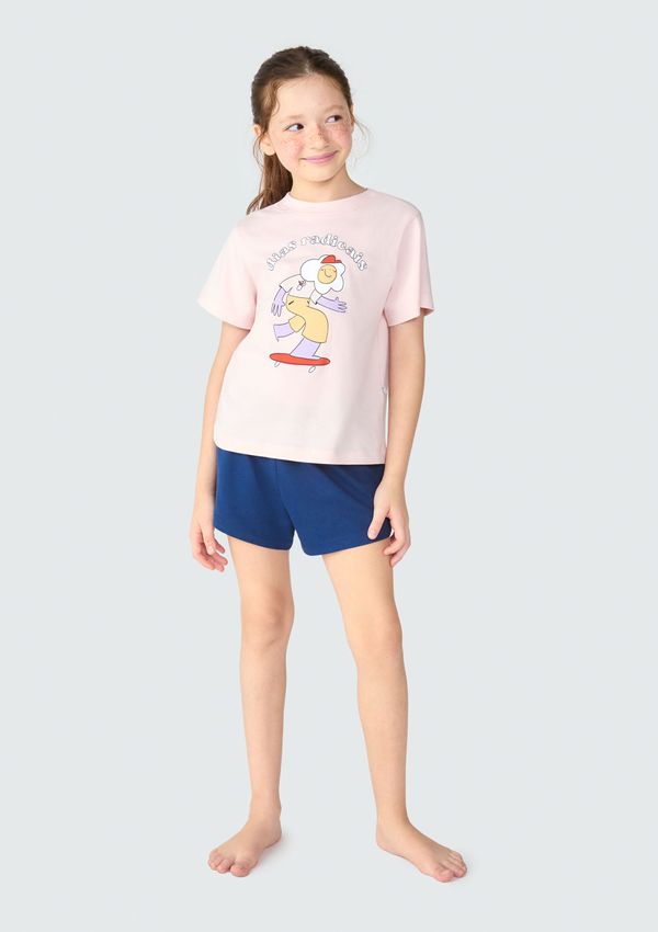 Pijama Infantil Menina Curto Com Estampa - Rosa 002