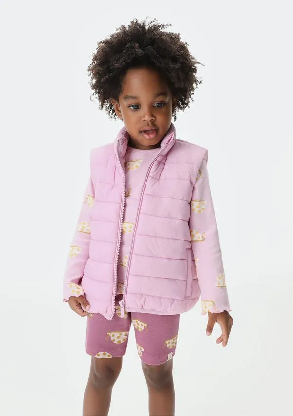 Colete Puffer Infantil Unissex Com Bolsos - Rosa 008