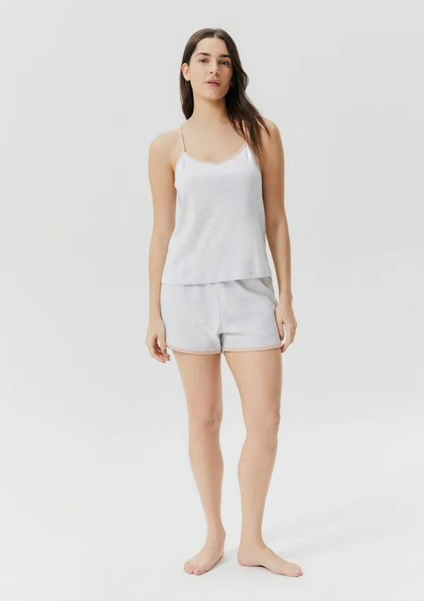 Pijama Feminino Curto Em Algodão - Cinza G