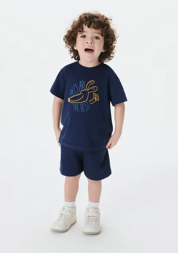 Conjunto Curto Infantil Menino Toddler - Azul 004