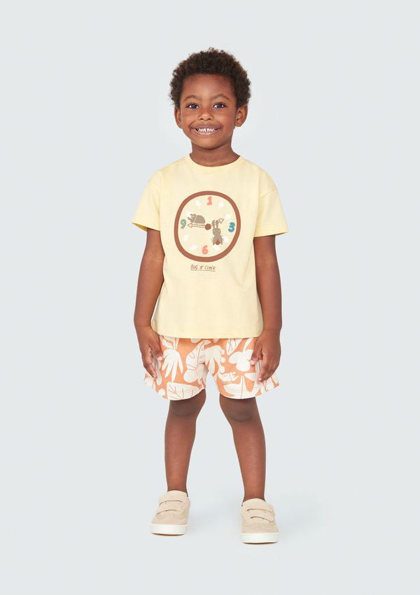 Conjunto Curto Infantil Menino Toddler Em Moletom - Amarelo 004