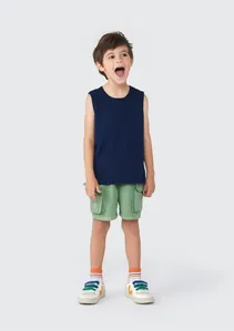 Bermuda Infantil Menino Toddler Em Sarja - Verde 003