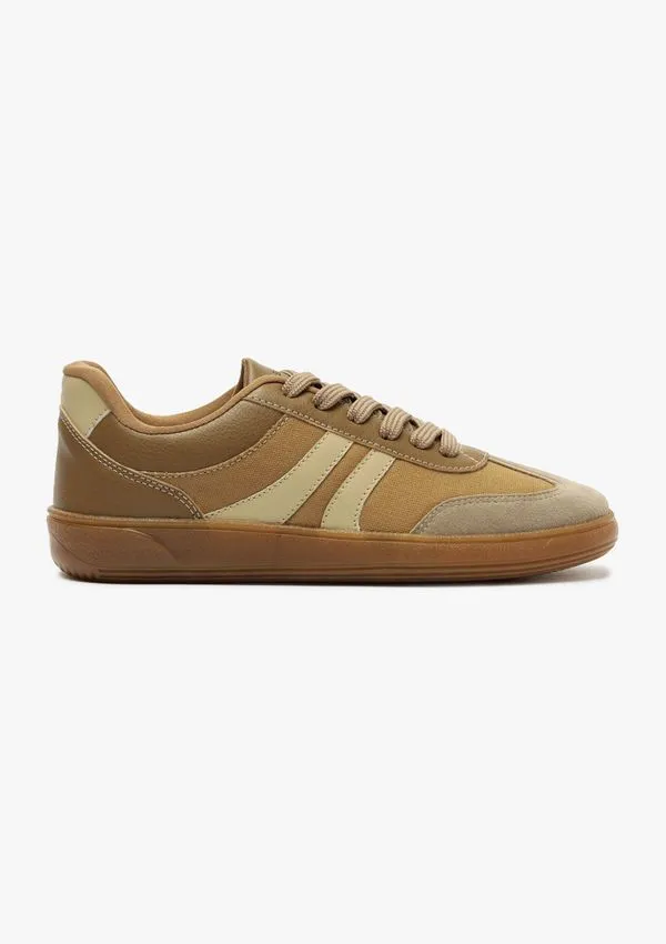 Tênis Feminino Casual Recortes - Marrom 034