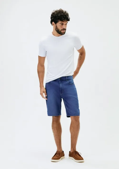 Bermuda Jeans Masculina Reta Soft Touch - Azul 044