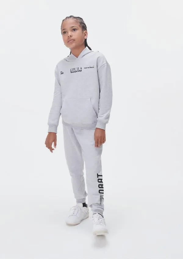 Conjunto De Moletom Infantil Menina Com Estampa - Cinza 008