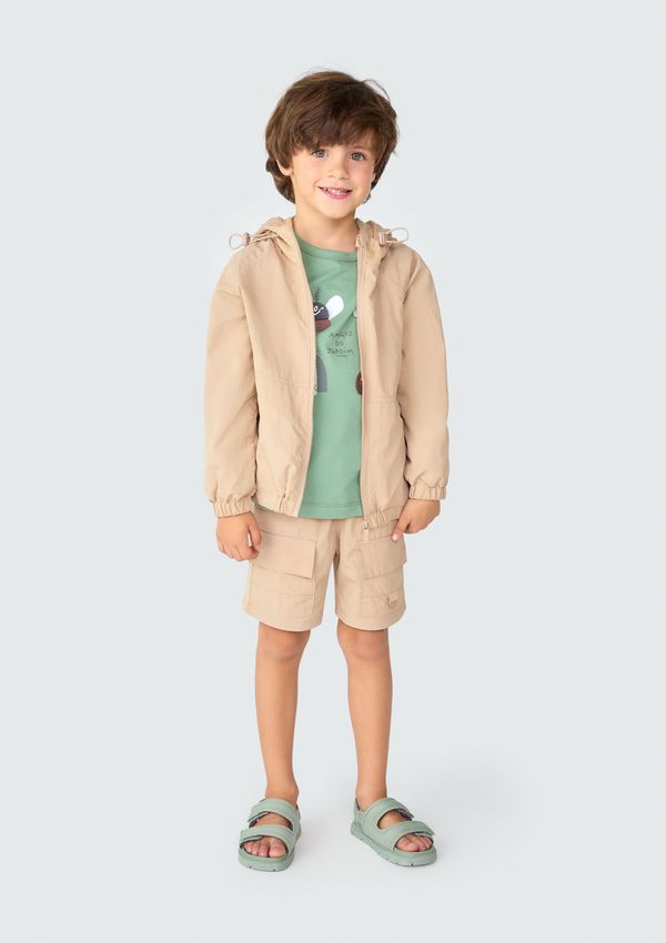 Jaqueta Infantil Menino Toddler Com Capuz - Marrom 004