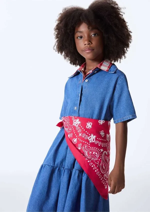 Vestido Infantil Menina Midi Jeans - Azul 014