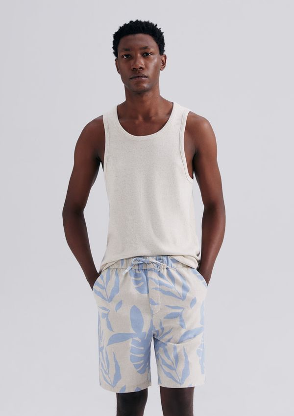 Bermuda Masculina Estampada Com Linho - Azul G