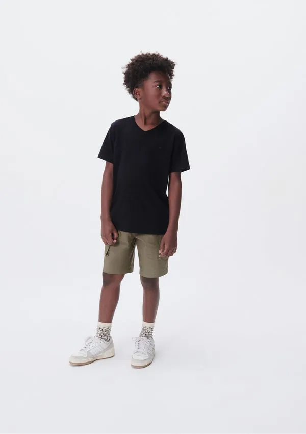 Camiseta Básica Infantil Menino Flamê Em Decote V - Preto 004