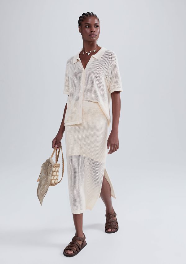 Saia Midi Em Tricô - Creme G