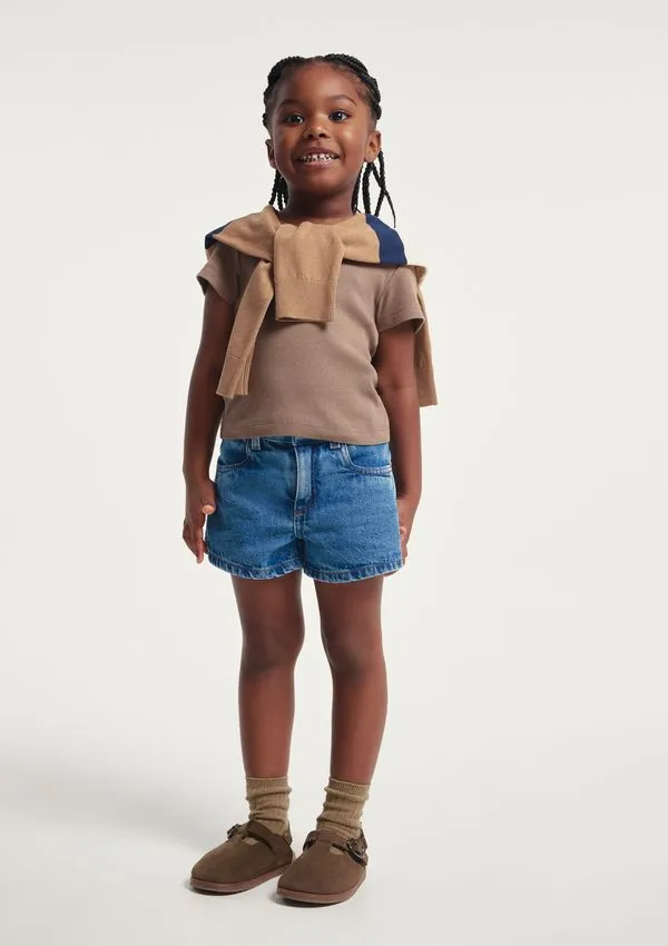 Shorts Jeans Infantil Menina - Azul 012