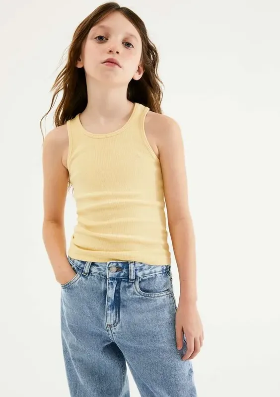 Regata Básica Infantil Menina Em Ribana - Amarelo 012