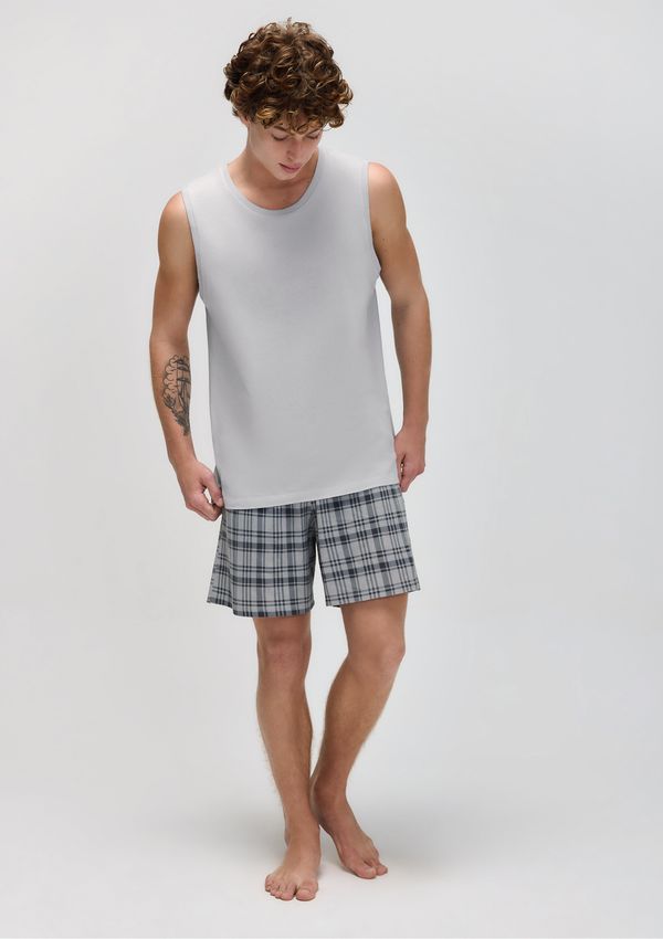 Pijama Curto Masculino Com Regata - Cinza G