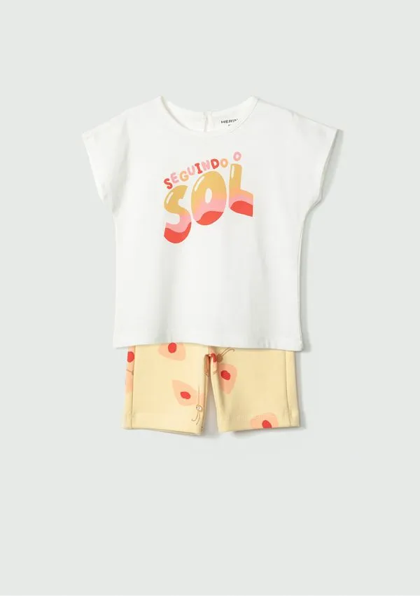 Conjunto Curto Infantil Menina Toddler - Off white 002