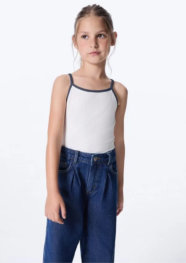 Regata Infantil Menina Em Ribana Canelada - Off white 005
