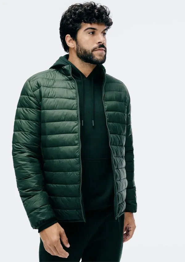 Jaqueta Básica Masculina Puffer Regular Matelassê - Verde M
