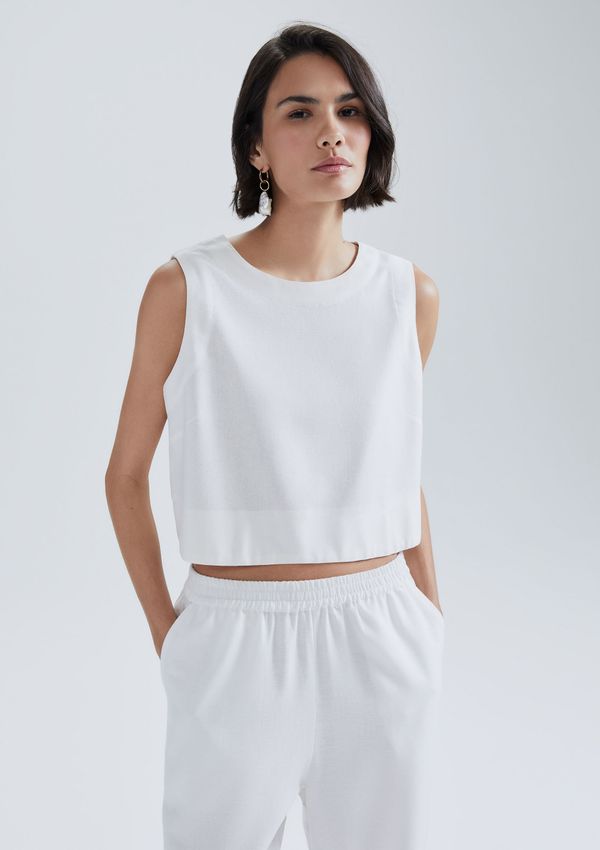 Regata Feminina Com Linho - Off white M