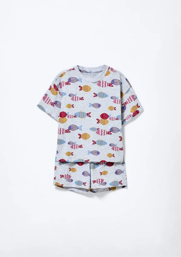 Pijama Infantil Menina Box Estampado - Cinza 012